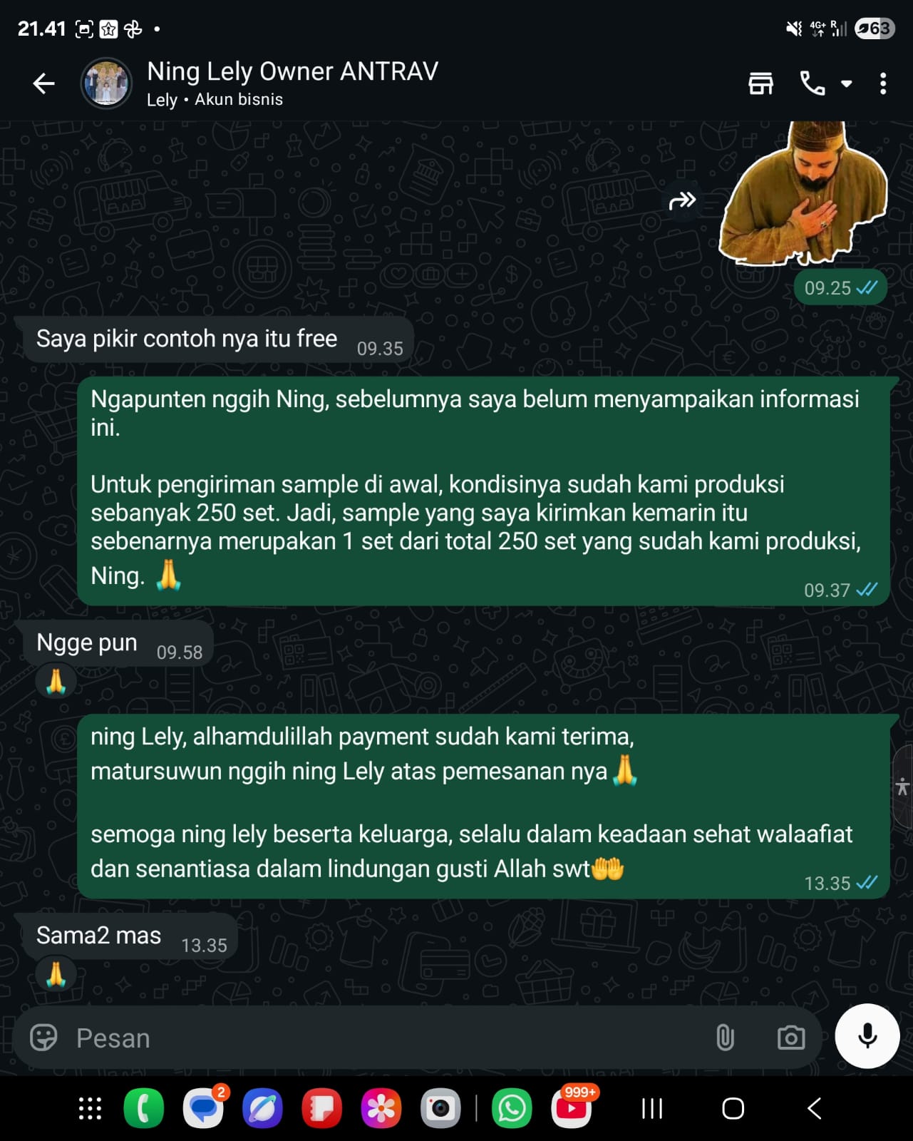 Percakapan ANTRAV mengenai produksi 250 set
