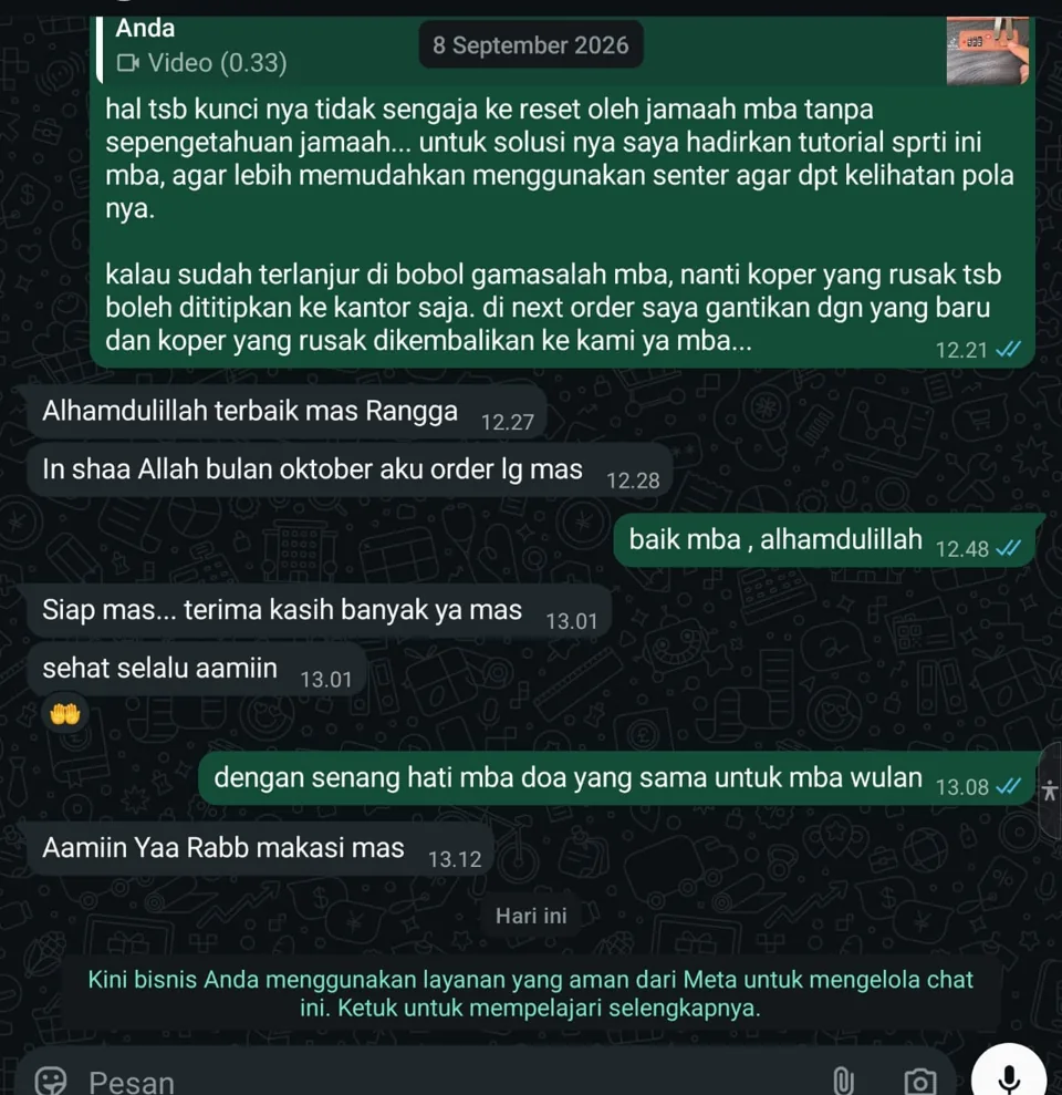 Bukti layanan purna jual Kingkoper, identitas pelanggan disamarkan